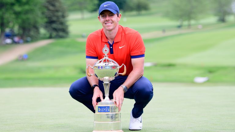 Rory McIlroy poses with the trophy after winning the 2019 RBC Canadian Open
