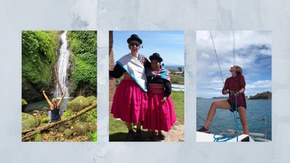 Comp image of Sue on her travels