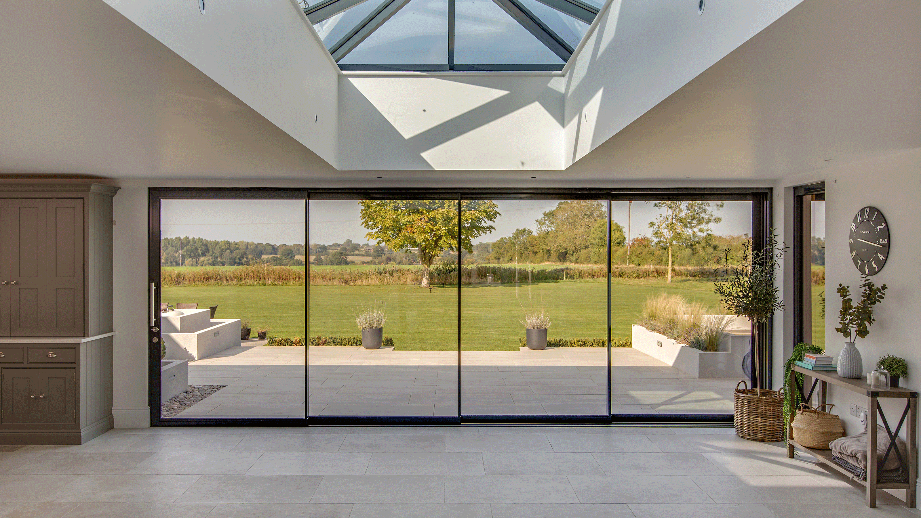 Sliding door looking out over green field