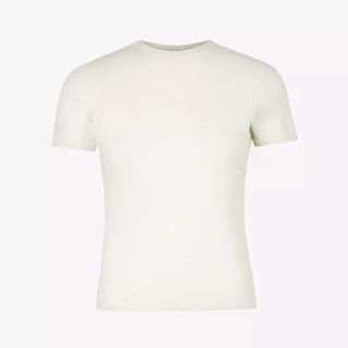 A bone white Skims Round Neck Cotton Jersey T-shirt.