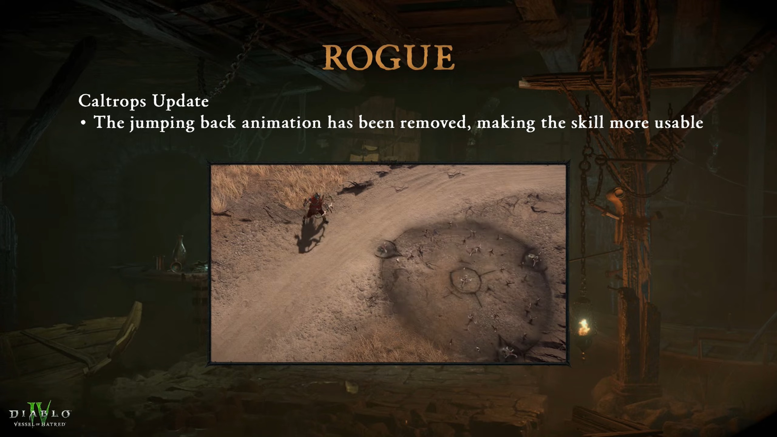 Slides shown in Diablo 4 campfire showing changes to Rogue class