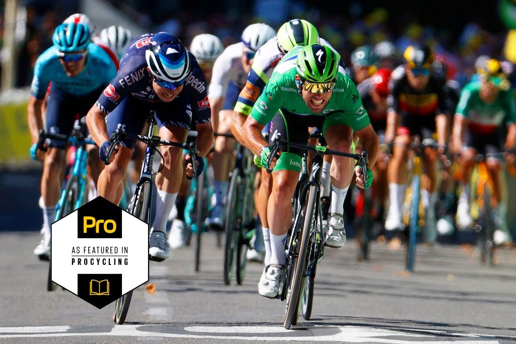 CARCASSONNE, FRANCE - JULY 09: Jasper Philipsen of Belgium and Team Alpecin-Fenix &amp; Mark Cavendish of The United Kingdom and Team Deceuninck - Quick-Step Green Points Jersey sprint at arrival during the 108th Tour de France 2021, Stage 13 a 219,9km stage from NÃ®mes to Carcassonne / @LeTour / #TDF2021 / on July 09, 2021 in Carcassonne, France. (Photo by Chris Graythen/Getty Images)