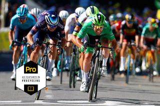 CARCASSONNE, FRANCE - JULY 09: Jasper Philipsen of Belgium and Team Alpecin-Fenix & Mark Cavendish of The United Kingdom and Team Deceuninck - Quick-Step Green Points Jersey sprint at arrival during the 108th Tour de France 2021, Stage 13 a 219,9km stage from NÃ®mes to Carcassonne / @LeTour / #TDF2021 / on July 09, 2021 in Carcassonne, France. (Photo by Chris Graythen/Getty Images)