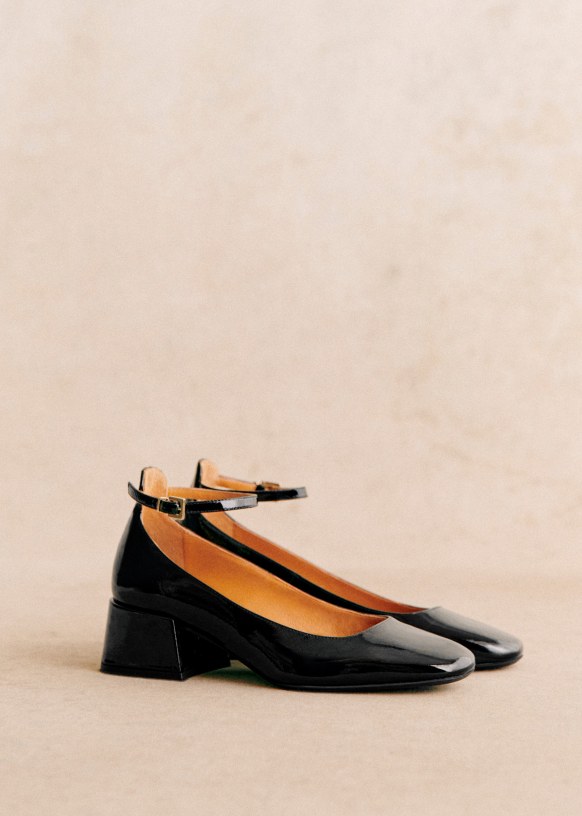 Mélanie Mary Janes - Patent Black - Patent Cowide Leather - Sézane