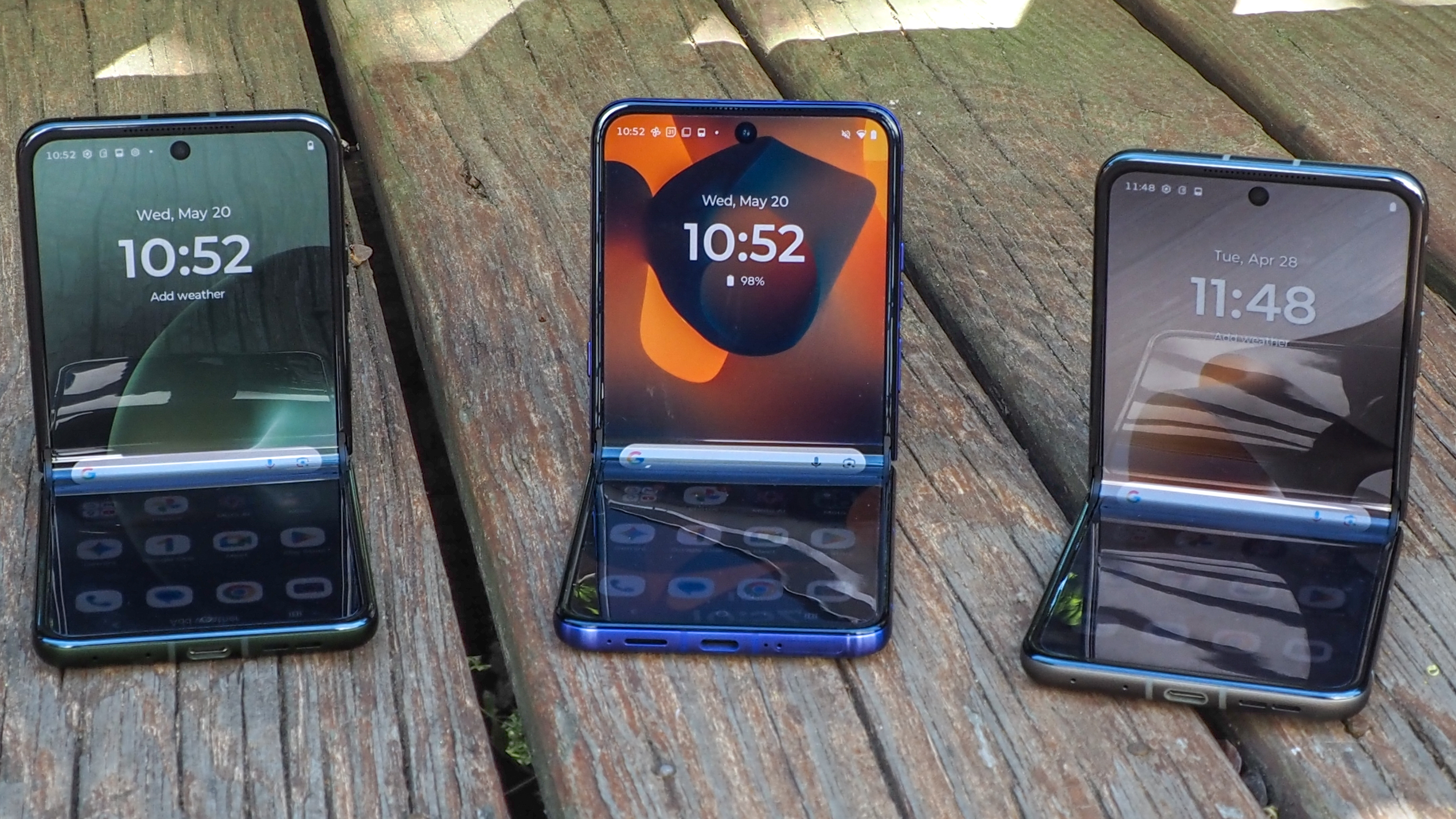 Motorola Razr 2026 lineup folded halfway.