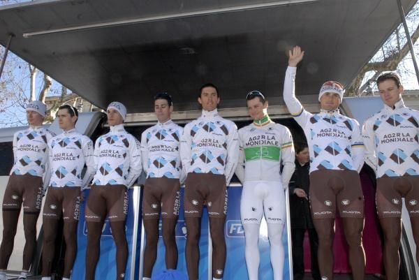 The AG2R La Mondiale team is introduced prior to stage one.