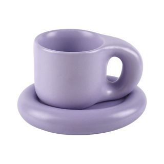Purple chunky mug with saucer