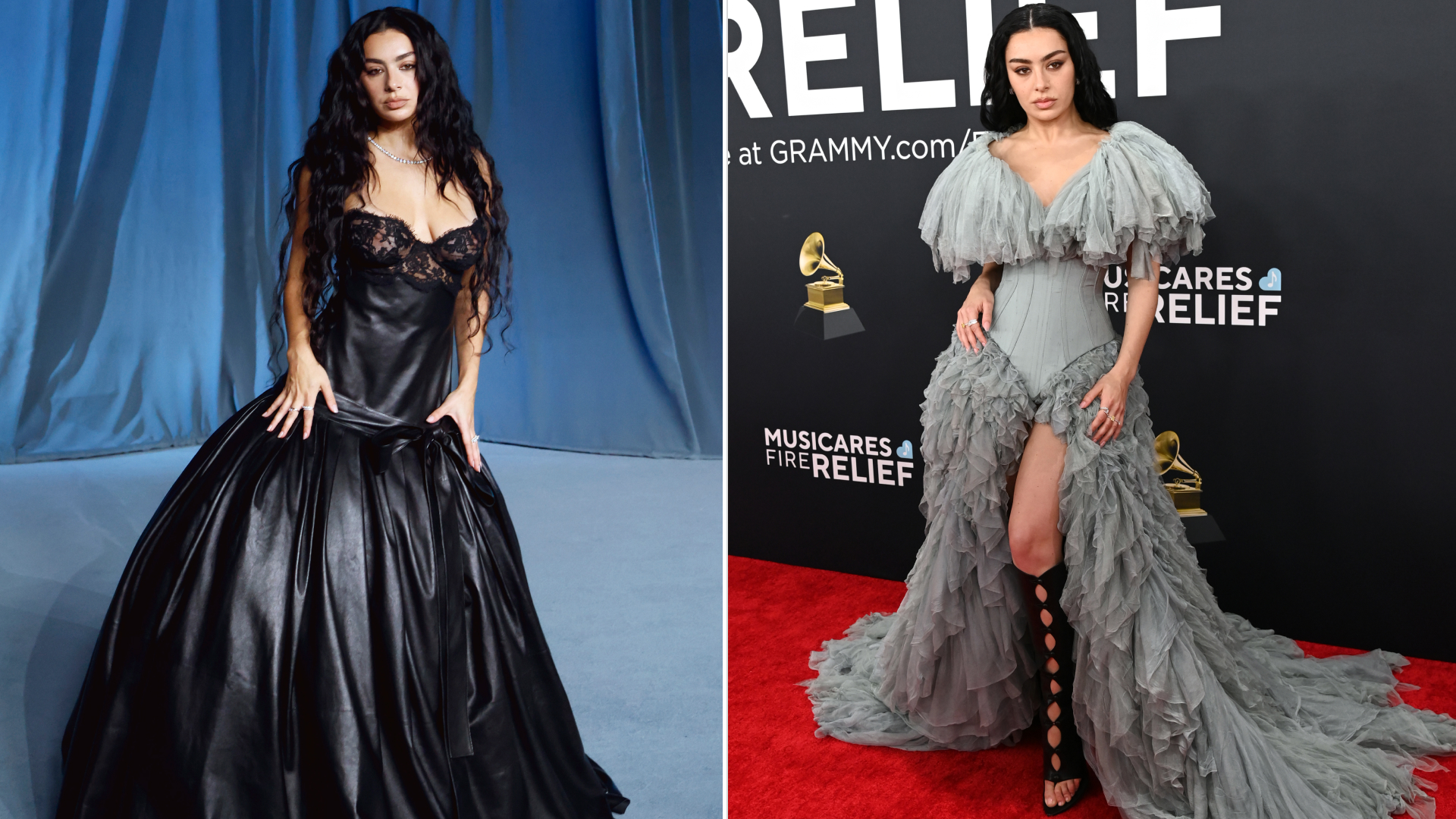 Charli xcx wearing ballgowns at the academy museum gala and the grammys in 2025