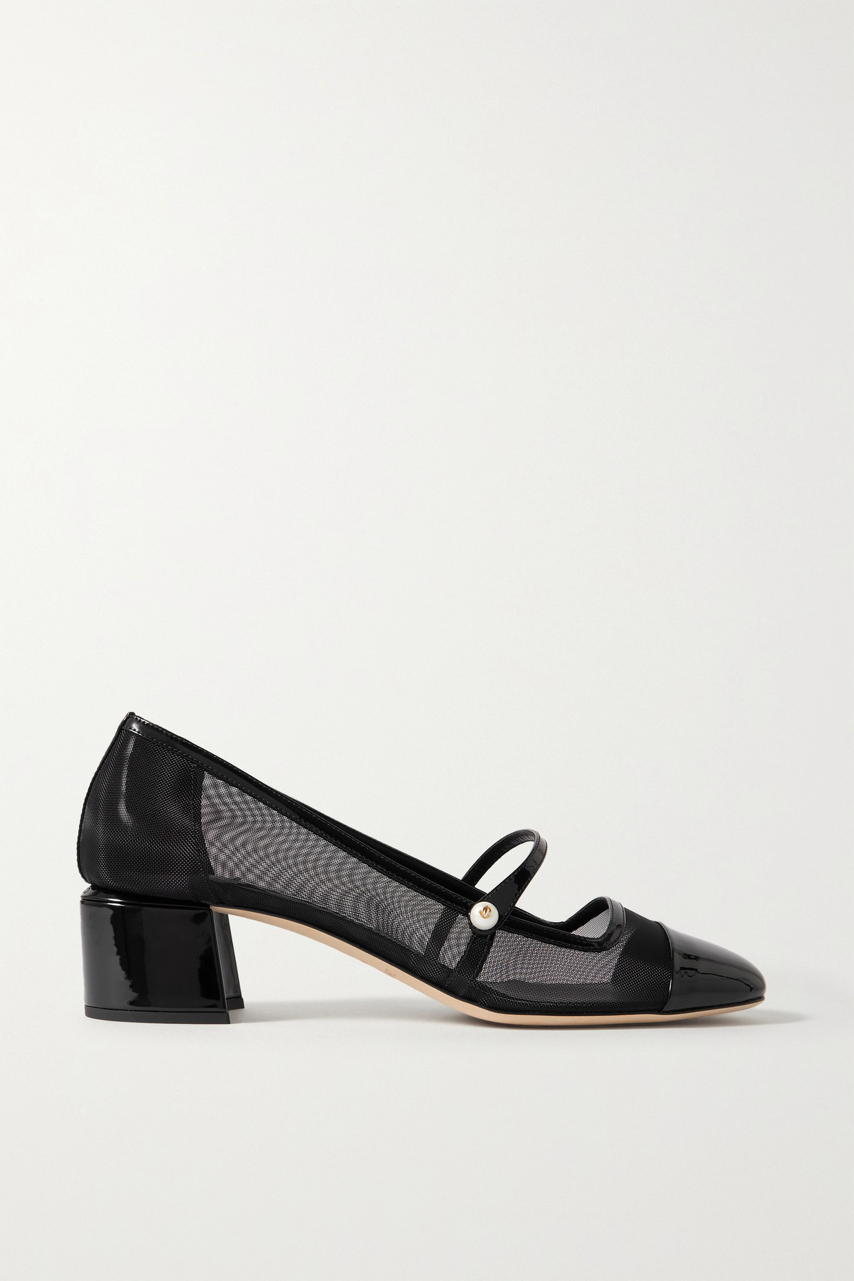 Elisa 45 Mesh and Patent-Leather Mary Jane Pumps