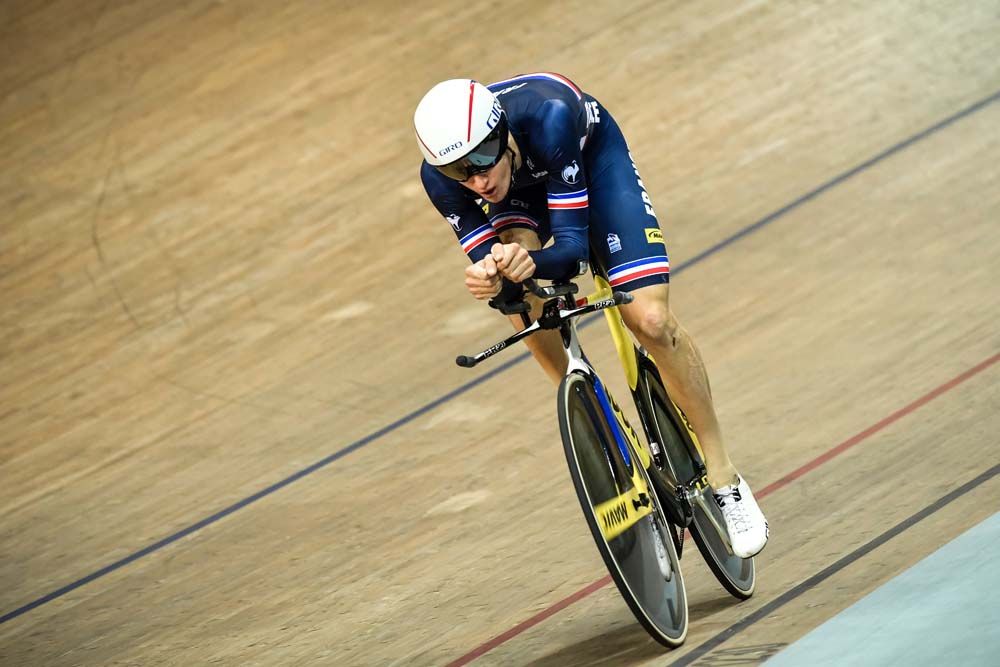 Corentin Ermenault at speed on the track