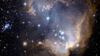 An optical image from the Hubble Space Telescope reveals part of the Small Magellanic Cloud.