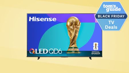 Hisense QD6 on yellow background