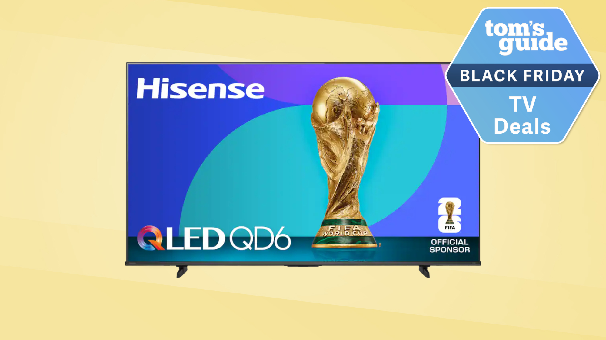 Hisense QD6 on yellow background