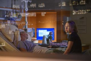 Matt Logan (Josh Charles) and his on-screen daughter Alexis (Eliana Bateman) in a hospital in the show