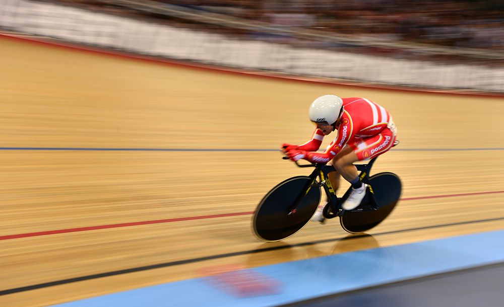 Norman Lasse Hansen of Denmark rides in the Individual Pursuit in the Men's Omnium
