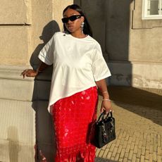 An image of @nnennaechem wearing one of the biggest skirt trends of 2025.