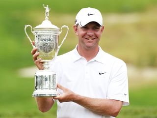 Lucas Glover with the trophy after winning the 2009 US Open