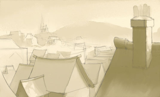 How to paint atmospheric rooftops in ArtRage