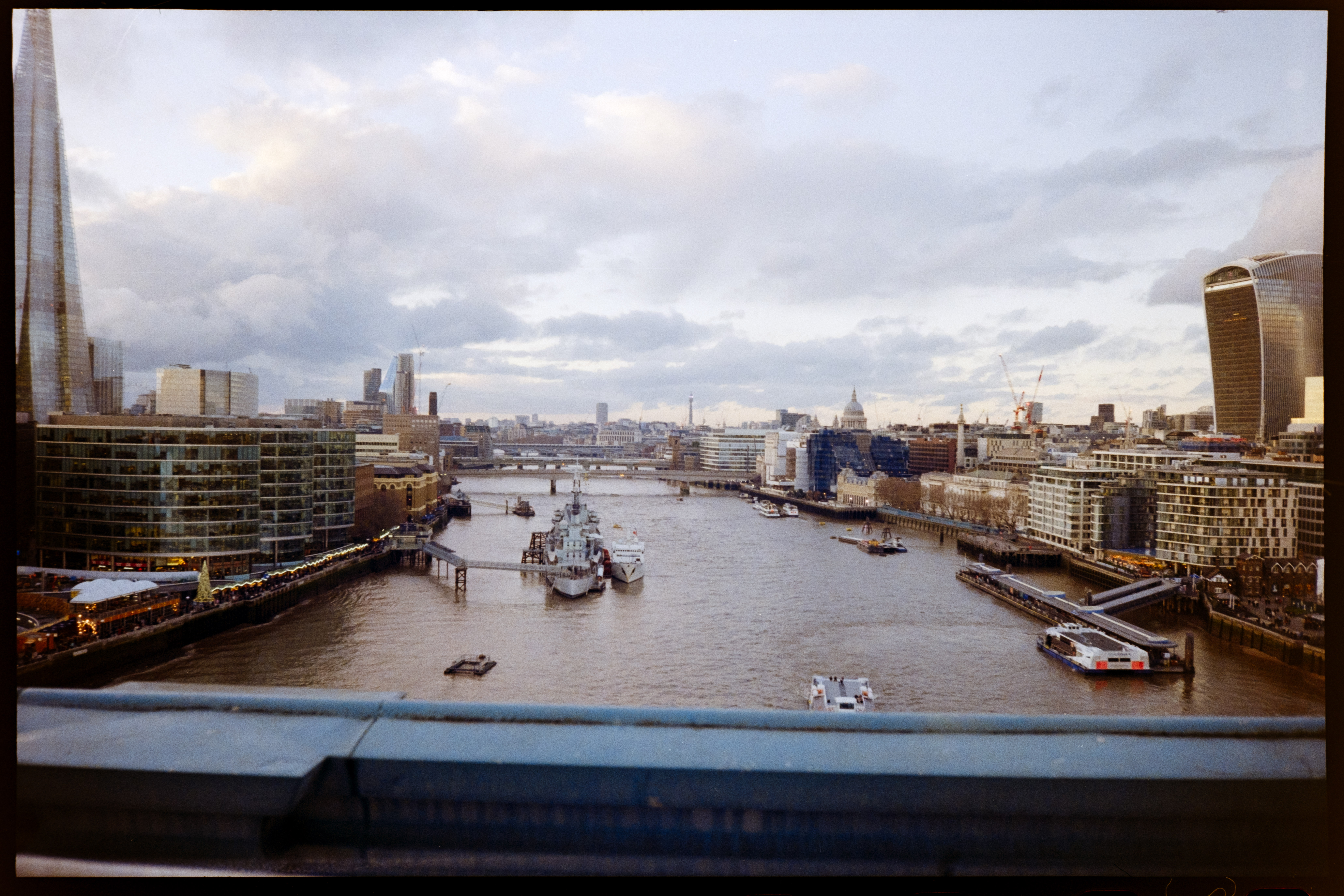 View from Tower Bridge over the River Thames and the city of London