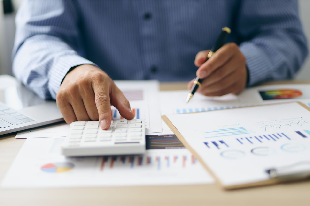 Man preparing his finances.