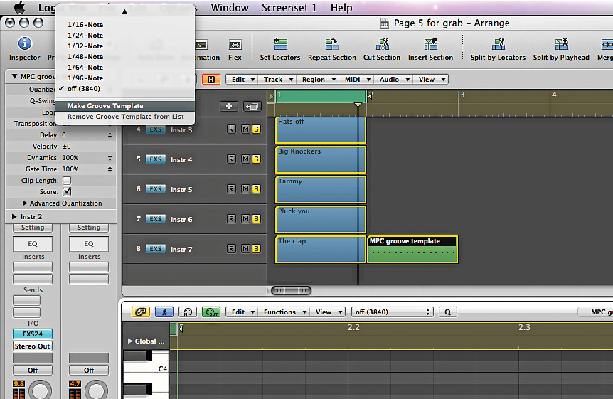 Logic groove template