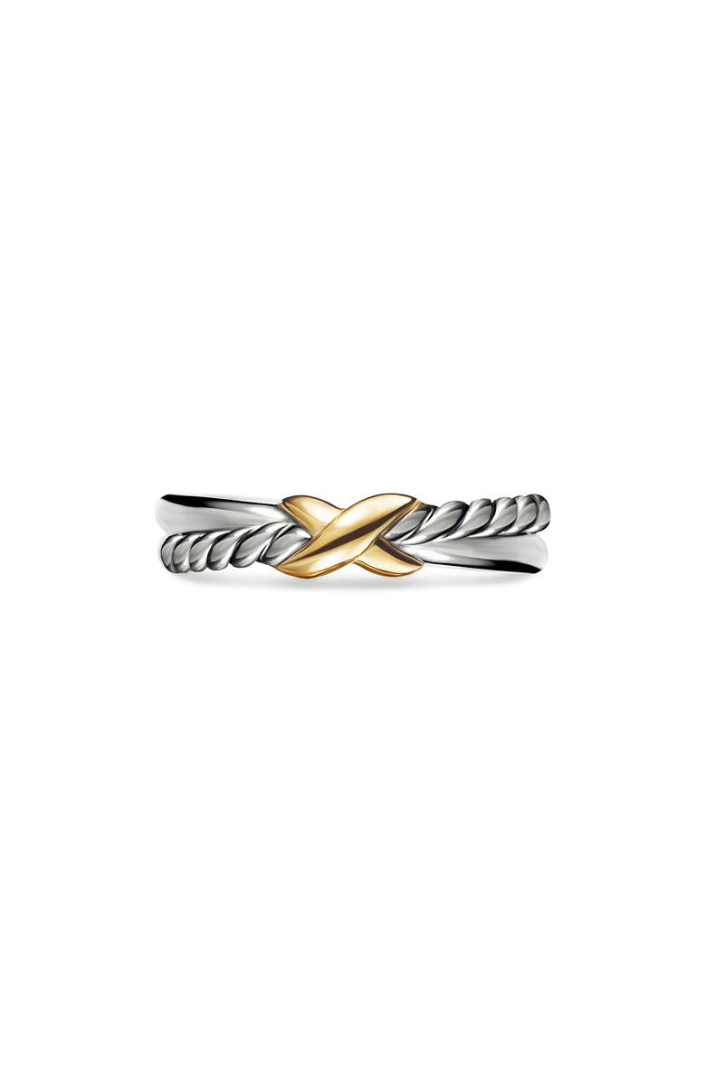 Petite X Ring in Sterling Silver With 18k Yellow Gold