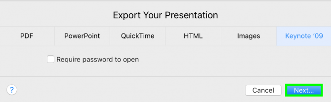 how to export a keynote presentation