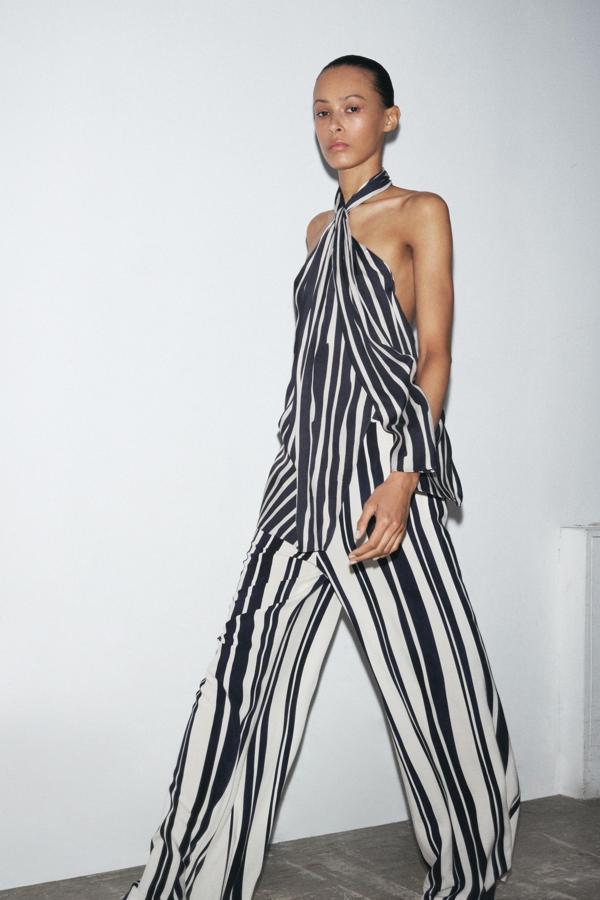 Zw Collection Stripe Halter Top
