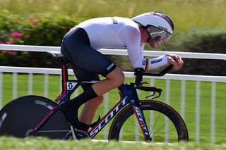 Marco Mathis in the men's U-23 TT at the 2016 World Road Championships