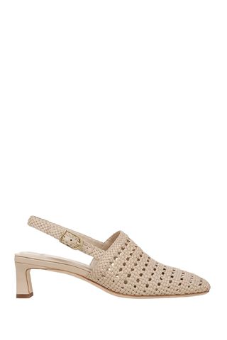 Woven Leather Slingback Pumps