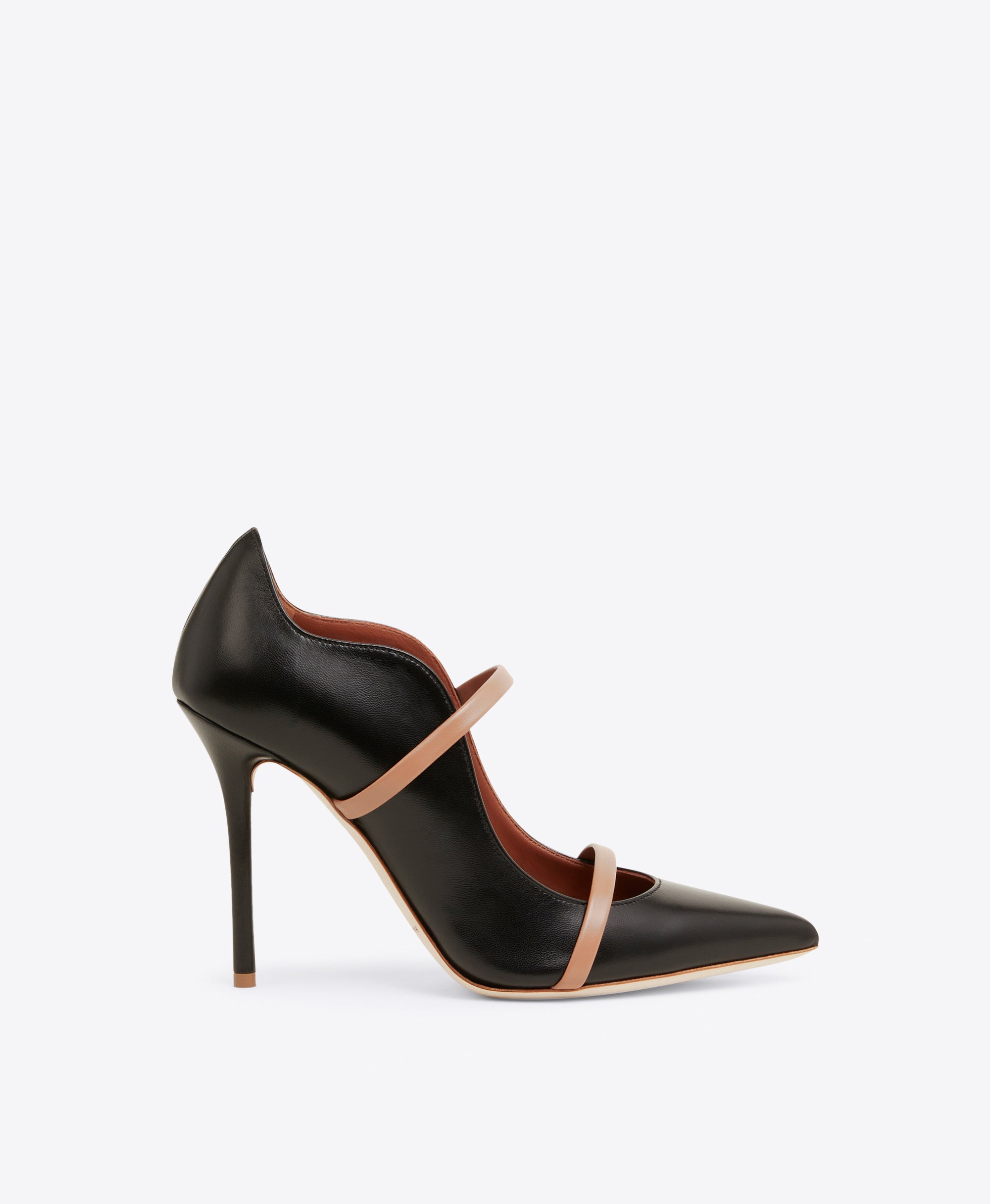 Maureen 100 Black &amp;amp; Blush Leather Pumps