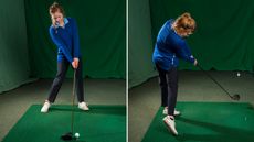 Step By Step Guide To The Driver Set-Up: PGA pro Katie Rule demonstrating good driver set-up and impact positions