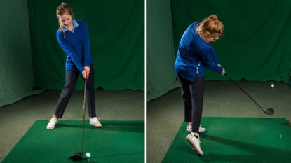 PGA pro Katie Rule demonstrating good driver set-up and impact positions