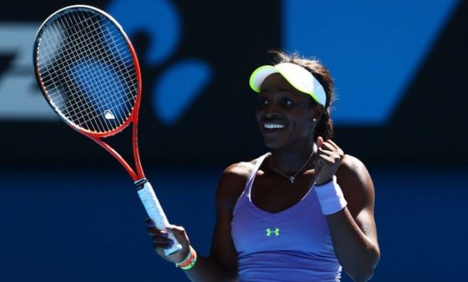 Sloane Stephens celebrates winning her Jan. 23 quarterfinal match against Serena Williams during day 10 of the Australian Open.