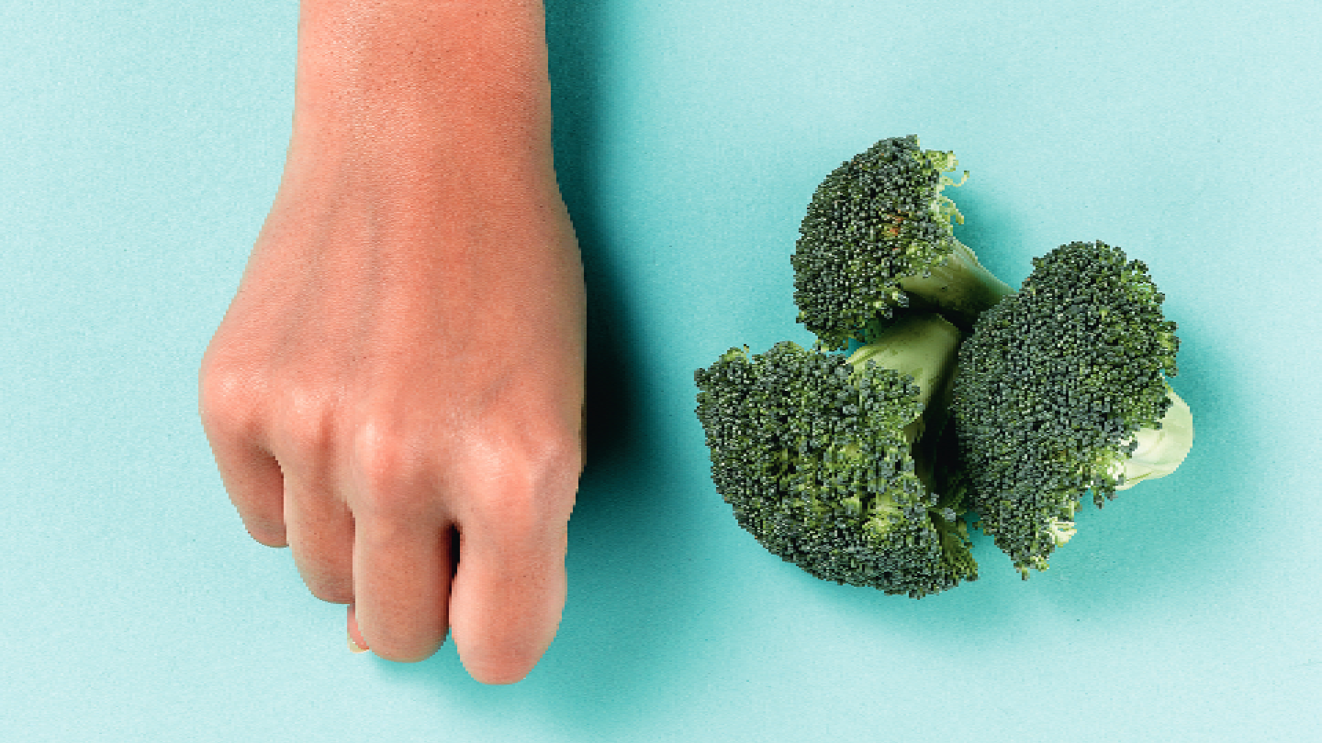 fist next to broccoli