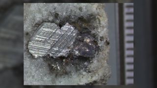 A close-up on a rare quasicrystal embedded in a fulgurite found in Nebraska.