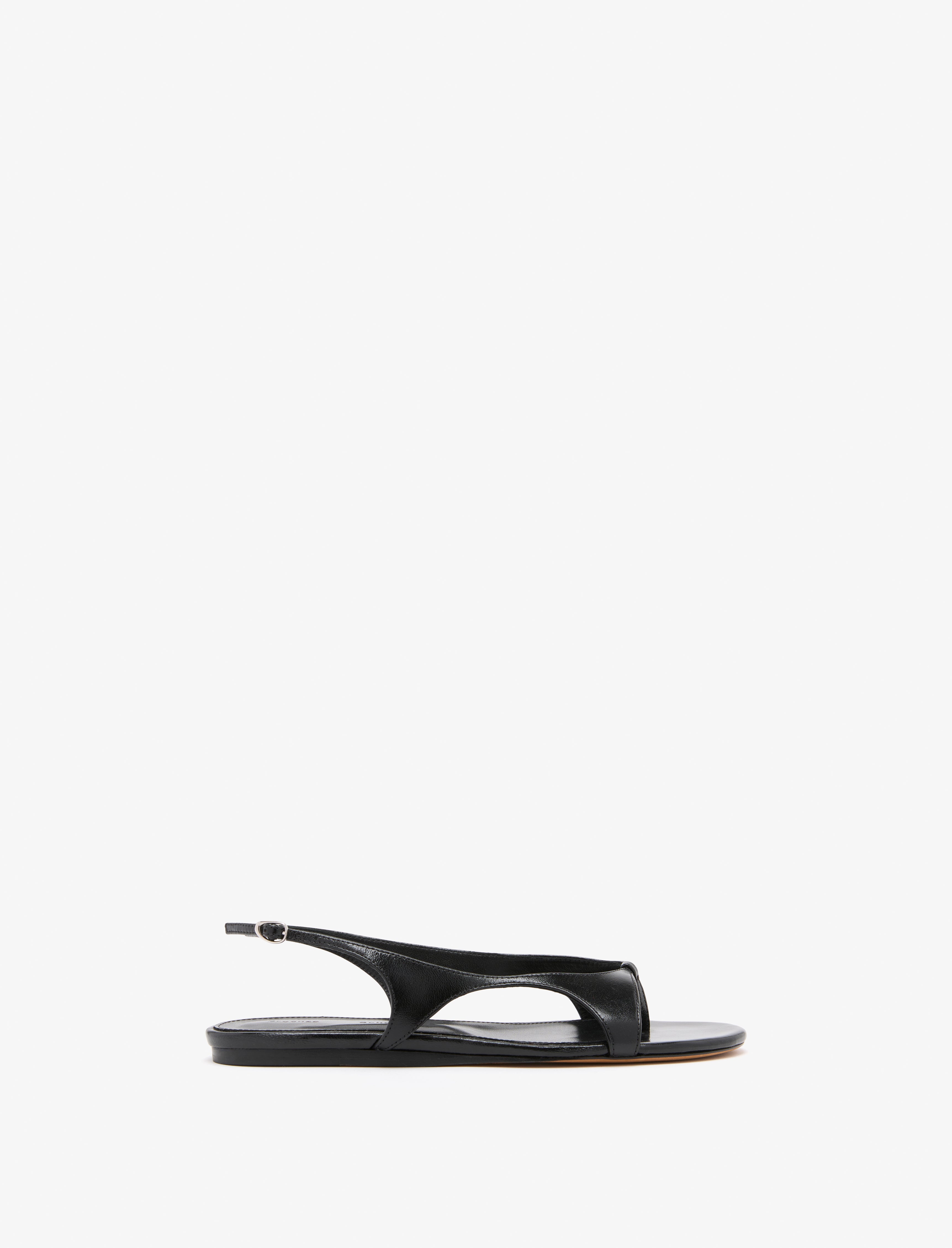 Proenza Schouler Slash Flat Thong Sandals in Slick Nappa - Black | Proenza Schouler Official Site