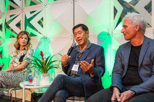 &ldquo;The Battle for TV&rsquo;s New &lsquo;OS&rsquo; &rdquo; panelists (from l.): Jamia Bigalow, Amazon Fire TV; John Gee, chief business development officer, LG Ad Solutions; and Dirk Wittenborg, president, Foxxum/rlaxxTV.