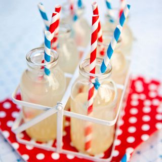 Mini bottles paired with colourful paper straws