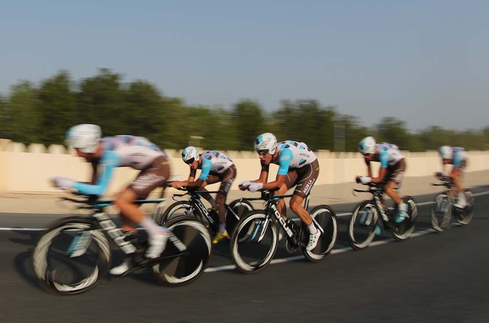 The AG2R team at speed
