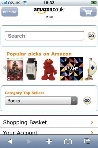 iPhone web design: Amazon