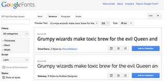 Google Fonts screengrab