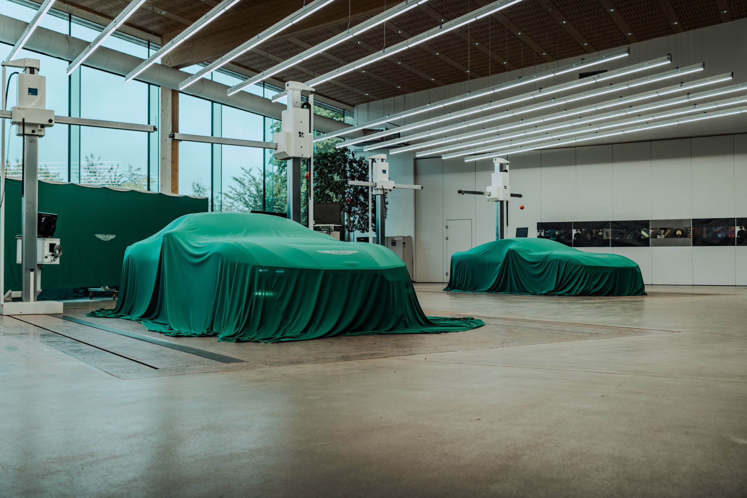The Aston Martin Valen awaits unveiling at the Gaydon design studio