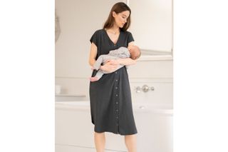 Maternity Hospital Bag Midi Birthing Gown in Organic Cotton
