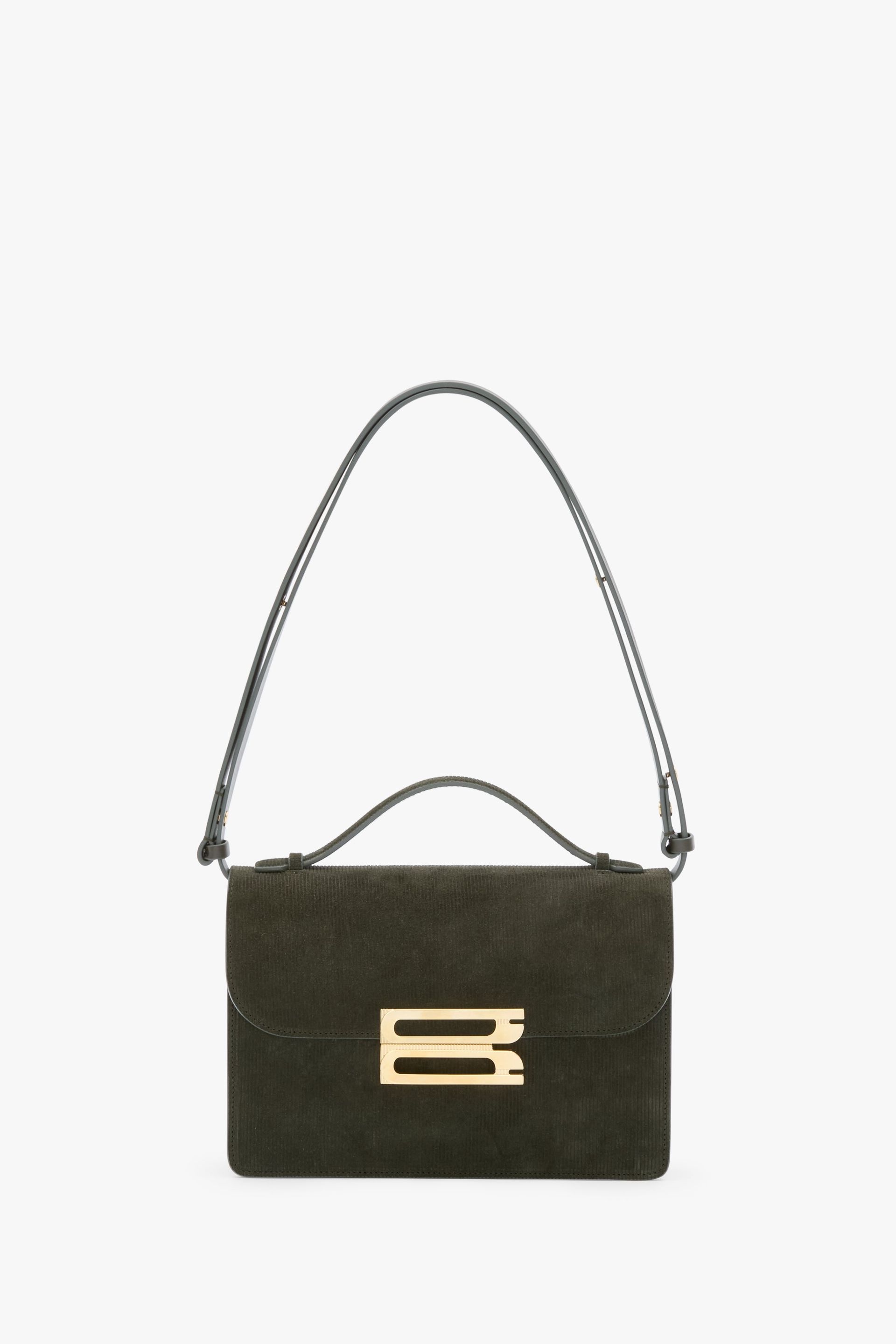 Dorian Bag in Dark Olive Stripe Embossed Suede