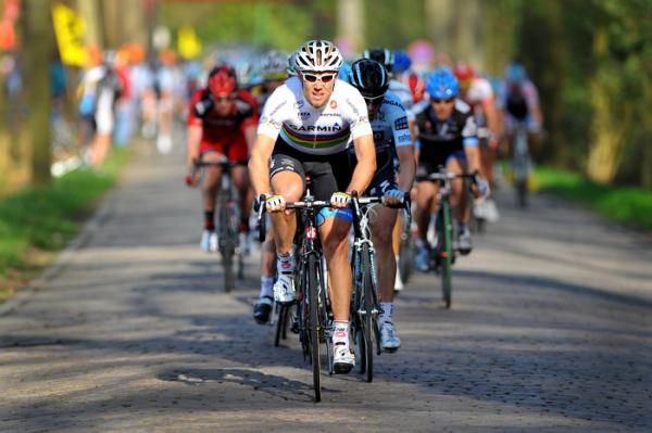 Thor Hushovd (Garmin-Cervelo) leads the charge