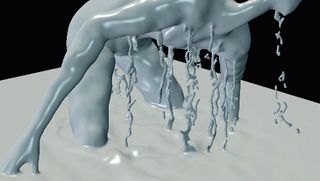The water men were animated in Maya and exported to Houdini to finish the simulation. The data was then imported back to Maya to render