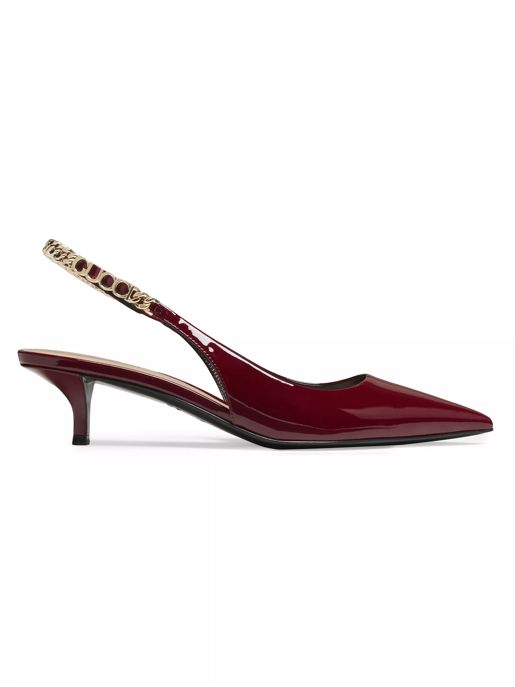 Signoria 45mm Chain-Embellished Slingback Pumps