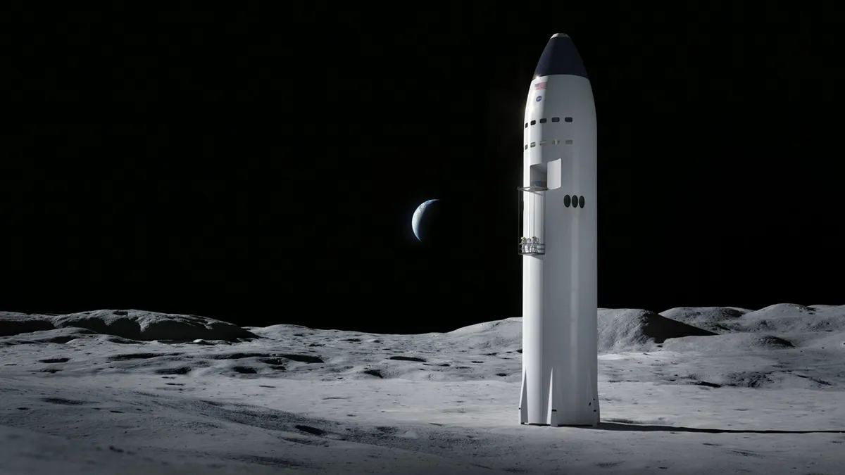 This SpaceX concept shows the company's massive Starship vehicle on the moon. (Image credit: SpaceX)
