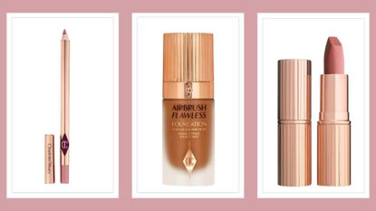 A selection of the best Charlotte Tilbury Cyber Monday deals in a dusky pink template